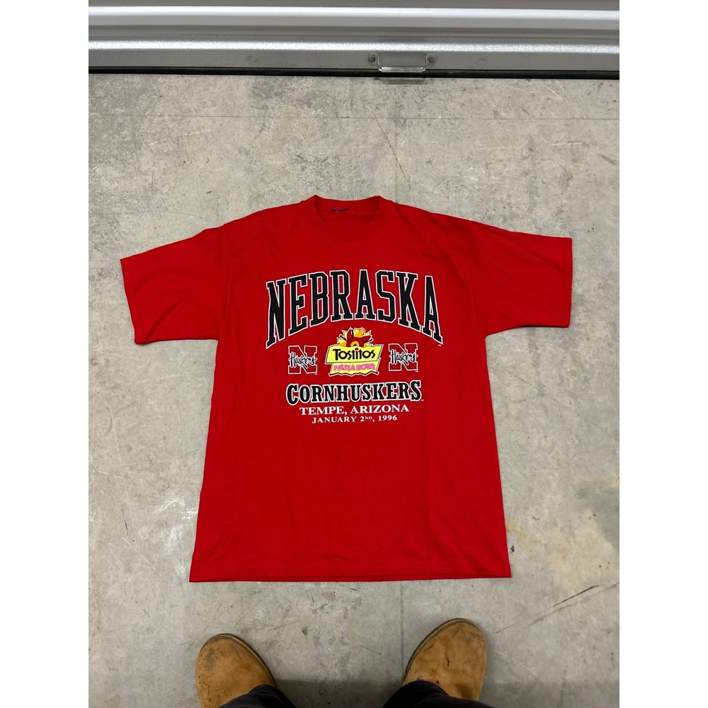 Vintage 1996 Nebraska Cornhuskers Tostitos Fiesta Bowl Red T-Shirt Mens XL